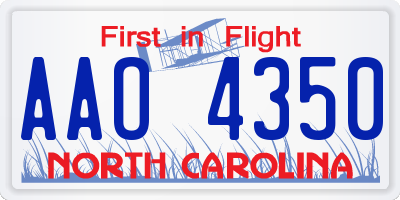 NC license plate AAO4350