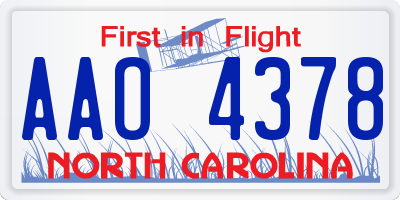 NC license plate AAO4378