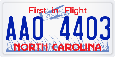 NC license plate AAO4403
