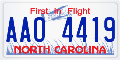 NC license plate AAO4419