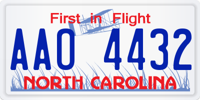 NC license plate AAO4432