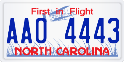 NC license plate AAO4443