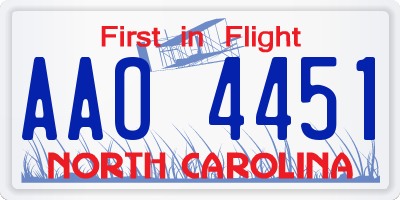 NC license plate AAO4451
