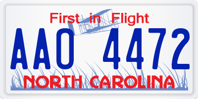 NC license plate AAO4472
