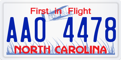 NC license plate AAO4478