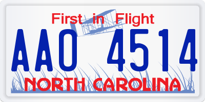 NC license plate AAO4514