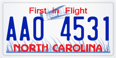 NC license plate AAO4531