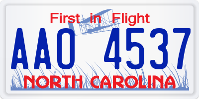NC license plate AAO4537