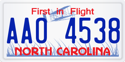 NC license plate AAO4538