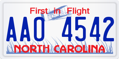 NC license plate AAO4542