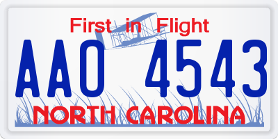 NC license plate AAO4543