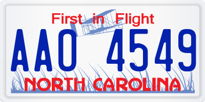 NC license plate AAO4549