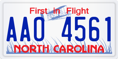 NC license plate AAO4561