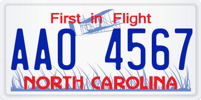 NC license plate AAO4567