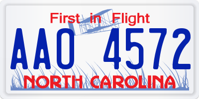 NC license plate AAO4572