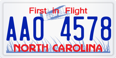 NC license plate AAO4578