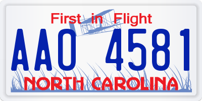 NC license plate AAO4581