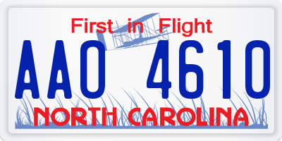 NC license plate AAO4610