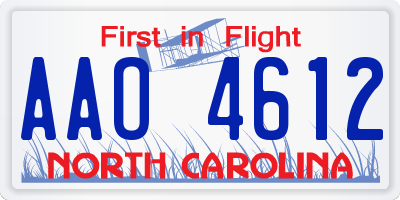 NC license plate AAO4612