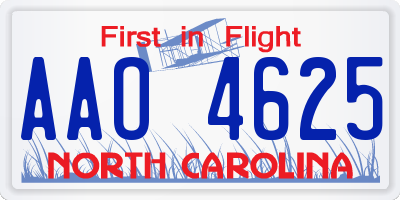 NC license plate AAO4625