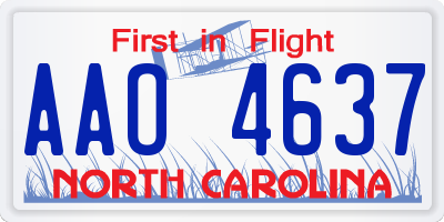 NC license plate AAO4637