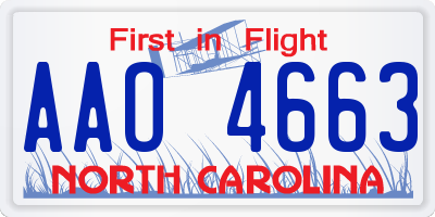 NC license plate AAO4663