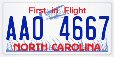 NC license plate AAO4667