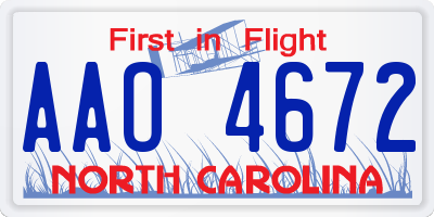NC license plate AAO4672