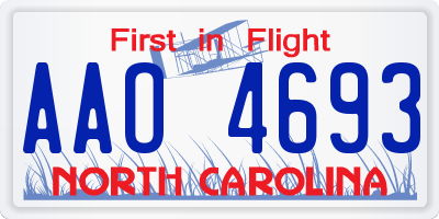 NC license plate AAO4693