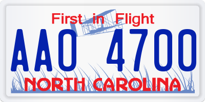 NC license plate AAO4700