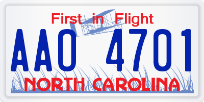 NC license plate AAO4701