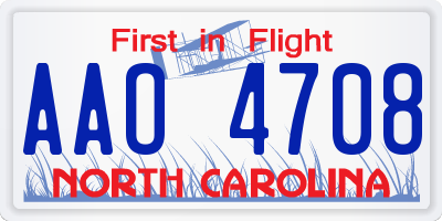 NC license plate AAO4708