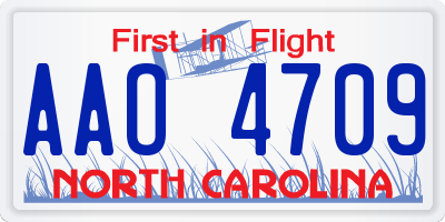 NC license plate AAO4709