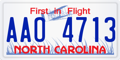 NC license plate AAO4713