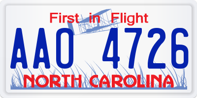 NC license plate AAO4726