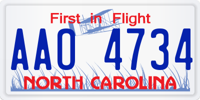NC license plate AAO4734