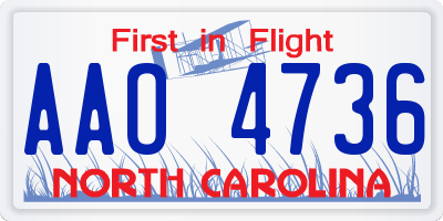 NC license plate AAO4736