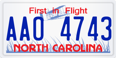 NC license plate AAO4743