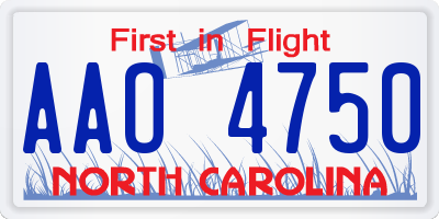 NC license plate AAO4750
