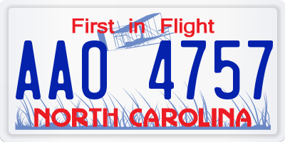 NC license plate AAO4757