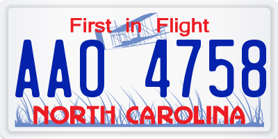 NC license plate AAO4758