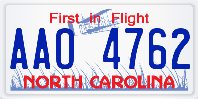 NC license plate AAO4762