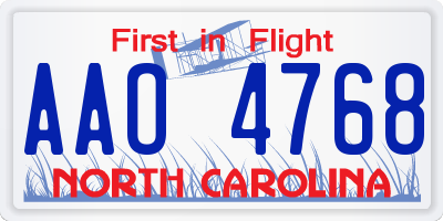 NC license plate AAO4768