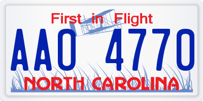 NC license plate AAO4770