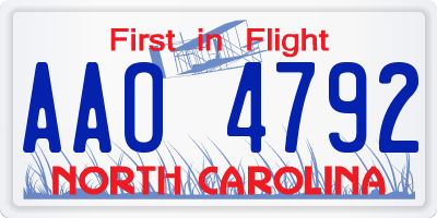 NC license plate AAO4792