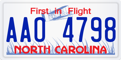 NC license plate AAO4798