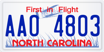 NC license plate AAO4803