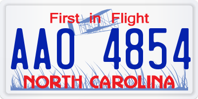 NC license plate AAO4854