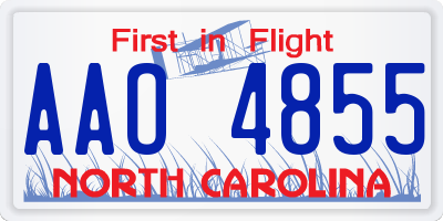 NC license plate AAO4855