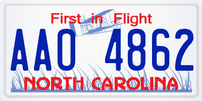 NC license plate AAO4862